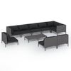 vidaXL Divani da Giardino 10 pz con Cuscini in Polyrattan Grigio Scuro