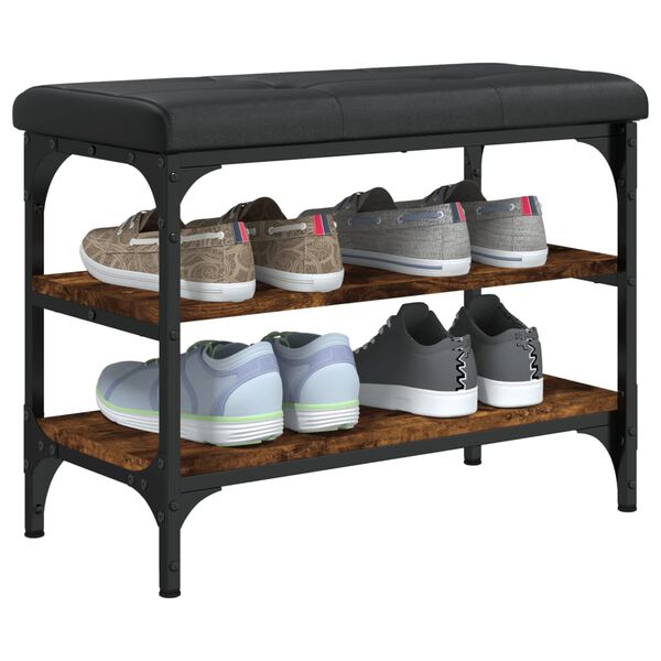 vidaXL Panca Porta Scarpe Rovere Fumo 62x32x47 cm in Legno Multistrato