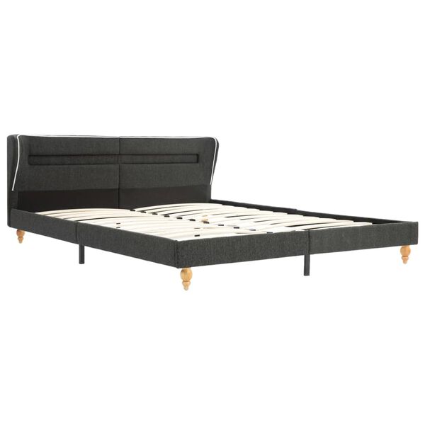 vidaXL Letto con LED e Materasso Tela Ruvida Grigio Scuro 180x200cm