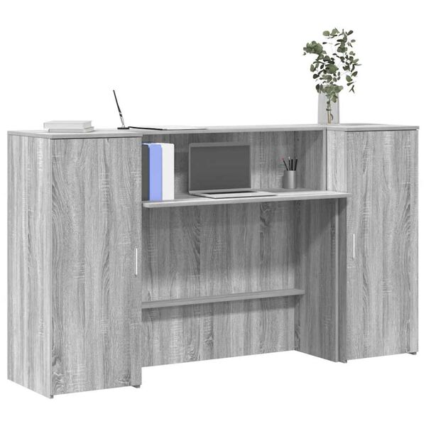 vidaXL Banco Reception Grigio Sonoma 180x50x103,5 cm Legno Multistrato