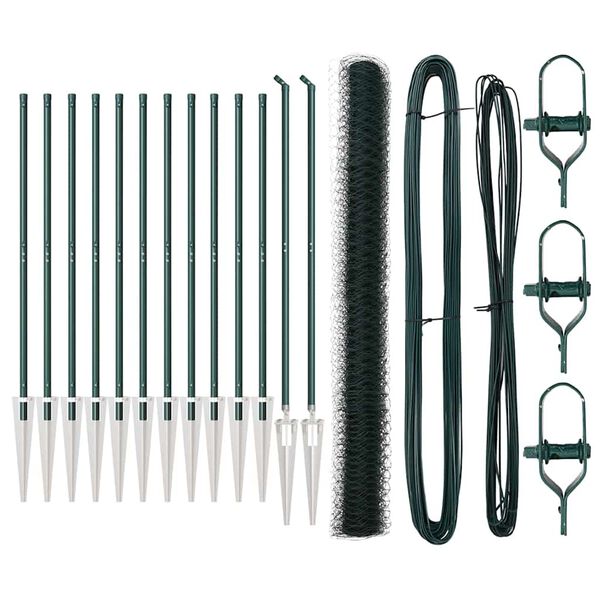 vidaXL Palo della recinzione Verde 25 x 1,5 m (rete 36 mm) Acciaio