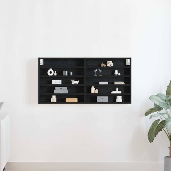 vidaXL Vetrina Rovere Nero 100 x 8,5 x 50 cm Legno multistrato