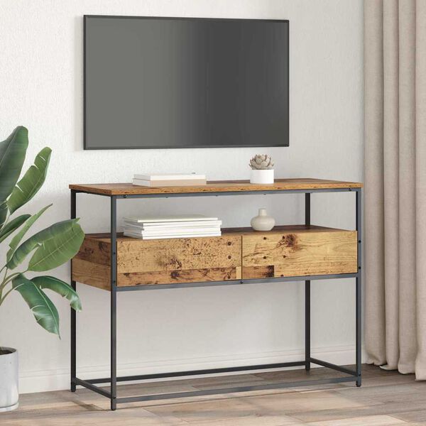 vidaXL Tavolo consolle con cassetto Legno vecchio 100 x 40 x 75 cm