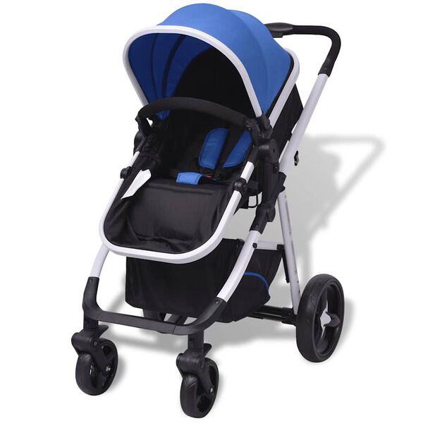 vidaXL Passeggino 3 in 1 in Alluminio Blu e Nero