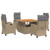 vidaXL Set da Pranzo da Giardino 5 pz con Cuscini Beige in Polyrattan