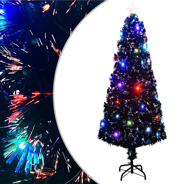 vidaXL Albero di Natale Preilluminato con Supporto e LED 240 cm Fibra Ottica