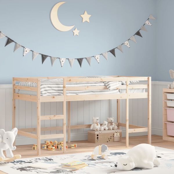vidaXL Letto Soppalco con Scala Bambini 90x200 cm Legno Massello Pino