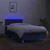 vidaXL Letto a Molle con Materasso e LED Blu 90x200 cm in Tessuto