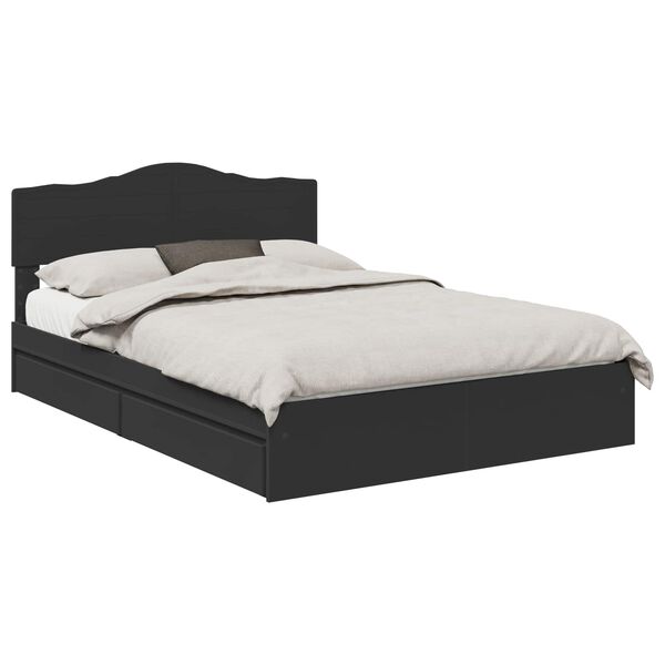 vidaXL Letto con Contenitore Nero 150 x 200 cm Legno multistrato