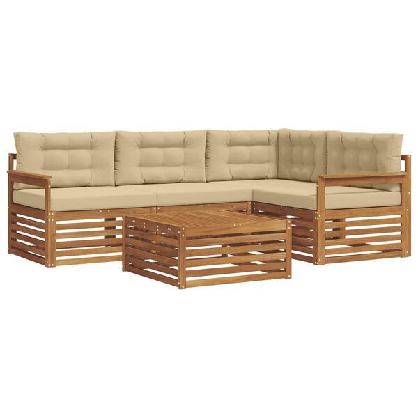 vidaXL Set di divani da esterno con cuscino 5 pcs Naturale e Beige