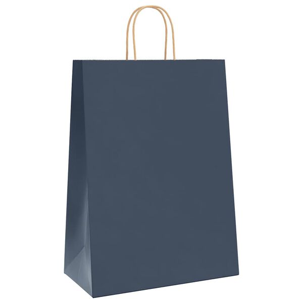 vidaXL Sacchetti di Carta 250 pz con Manici Blu 32x17x44 cm