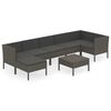 vidaXL Set Divani da Giardino 8 pz con Cuscini in Polyrattan Grigio
