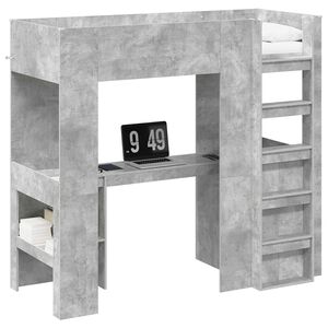 vidaXL Struttura letto a castello con scrivania Grigio cemento