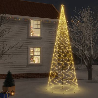 vidaXL Albero di Natale con Puntale Bianco Caldo 3000 LED 800 cm