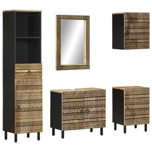 vidaXL Set Mobili da Bagno 5 pz in Legno Massello di Mango