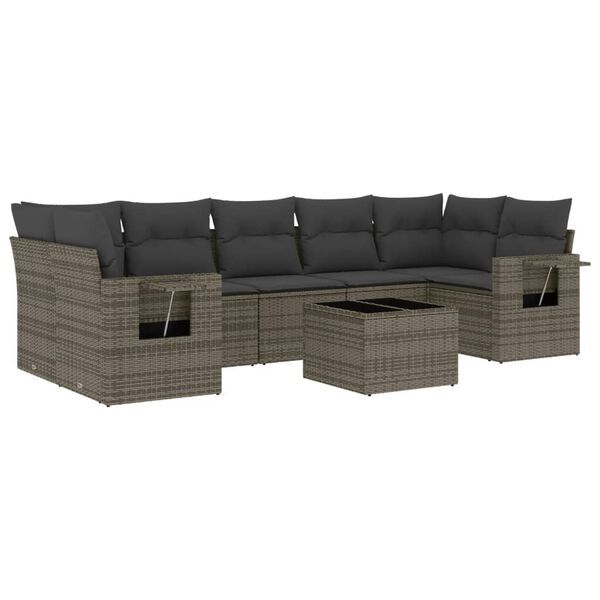 vidaXL Set Divano da Giardino 8 pz con Cuscini Grigio in Polyrattan