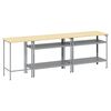 vidaXL Set banco da lavoro con lo scaffale 3 pcs Grigio Acciaio