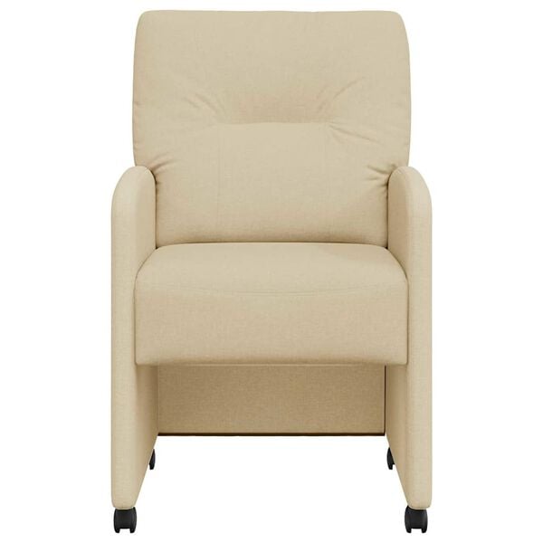 vidaXL Sedie da Pranzo con Ruote 2 pcs Crema 57 x 67 x 95 cm Tessuto