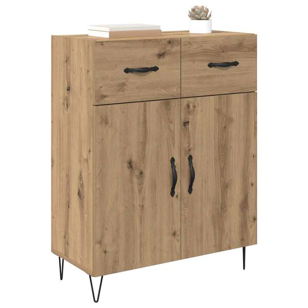 vidaXL Credenza Rovere artigianale 69,5 x 34 x 90 cm Legno multistrato