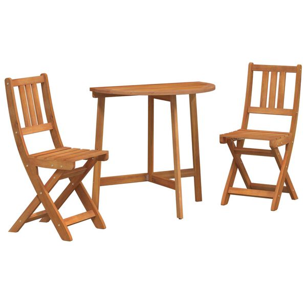 vidaXL Set da Pranzo per Giardino 3 pcs Nero Legno di Acacia Massello