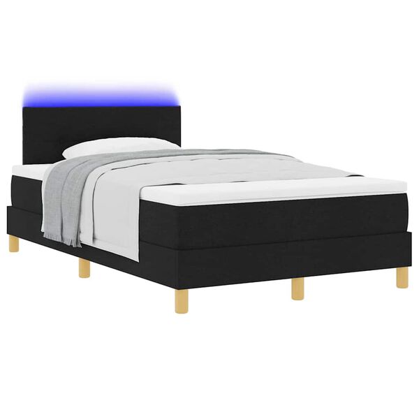vidaXL Letto a Sorgente LED con materasso Nero 120 x 190 cm Tessuto