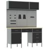 vidaXL Set di mobili da lavoro con cassetto con blocco 8 pcs Nero