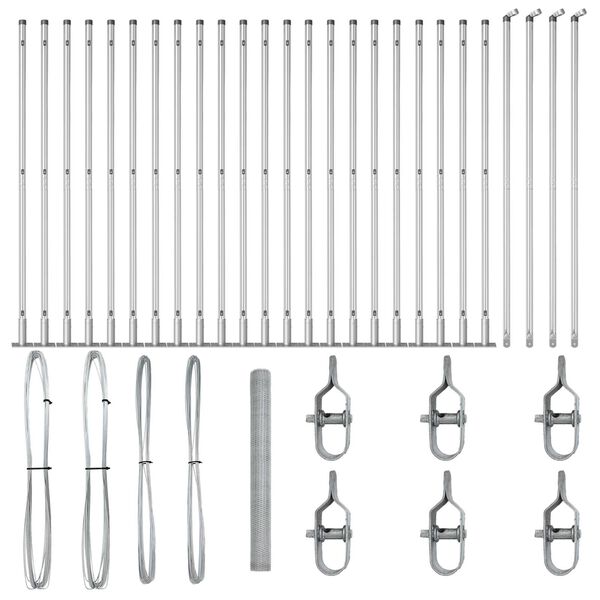 vidaXL Recinzione con pali. Argento 1.5 x 50 m