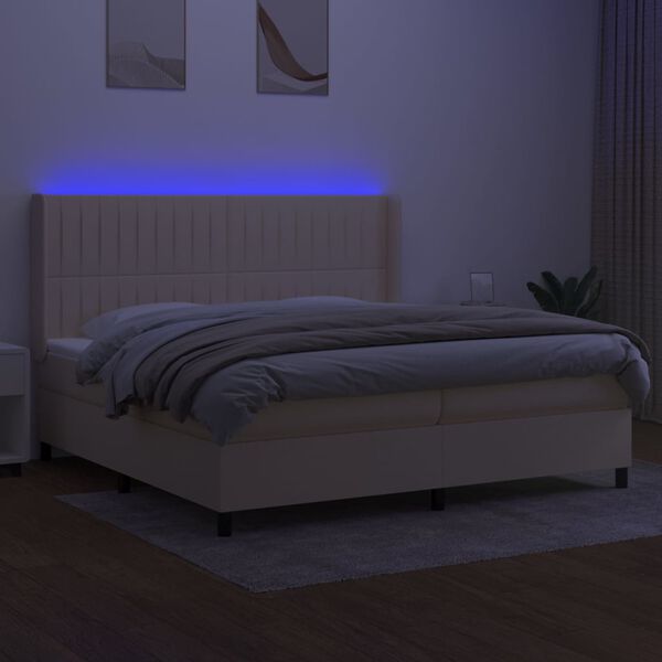 vidaXL Letto a Molle Materasso e LED bianco 200x200cm in Tessuto