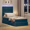 vidaXL Letto con contenitore e LED Blu Scuro 100 x 200 cm Velluto