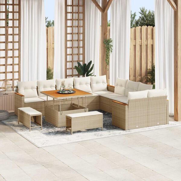 vidaXL Set Divano da Giardino 13 pcs Beige polyrattan