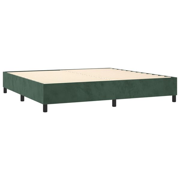 vidaXL Giroletto a Molle con Materasso Verde Scuro 200x200 cm Velluto