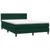 vidaXL Letto a Molle con Materasso e LED Verde Scuro 160x220 cm Velluto