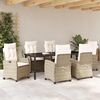 vidaXL Set da Pranzo per Giardino con cuscino 7 pcs Beige polyrattan