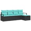 vidaXL Set di divani con cuscino 5 pcs Nero e Turchese polyrattan