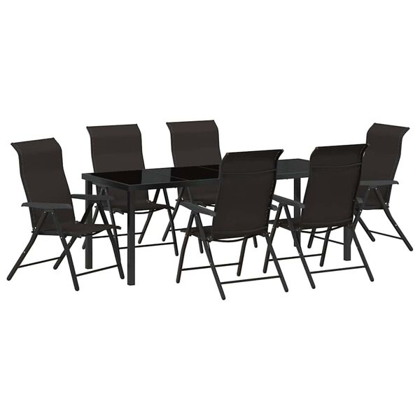 vidaXL Set da Pranzo per Giardino 7 pcs Nero caff&egrave; Poly Rattan