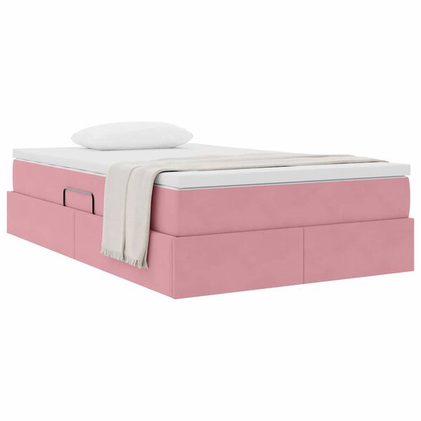 vidaXL Letto con contenitore e materasso Rosa 120 x 200 cm Velluto