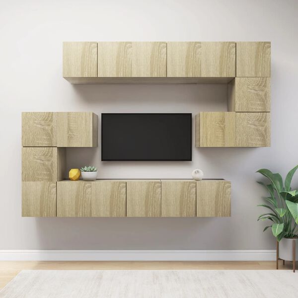 vidaXL Set di Mobili Porta TV 10 pz Rovere Sonoma in Legno Multistrato