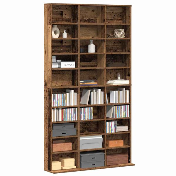 vidaXL Mobile per CD con lo scaffale Legno vecchio 101 x 23 x 177,5 cm