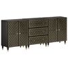 vidaXL Credenze 3 pz 60x33x75 cm in Legno Massello di Mango