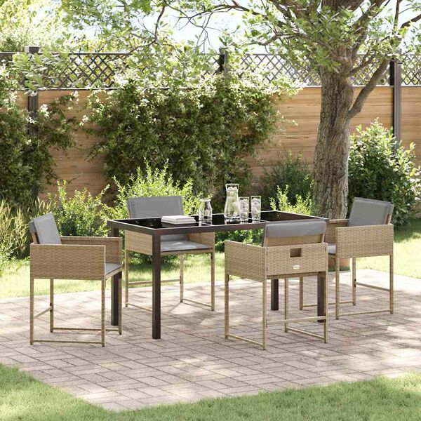 vidaXL Set da Pranzo per Giardino 5 pcs Beige polyrattan