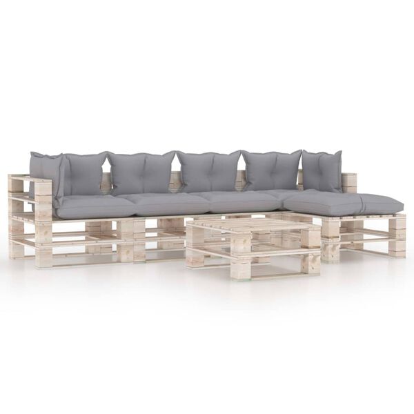 vidaXL Set Salotto Giardino su Pallet Cuscini 6 pz in Legno di Pino