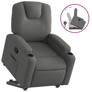 vidaXL Poltrona Alzapersona Reclinabile Grigio Scuro in Tessuto