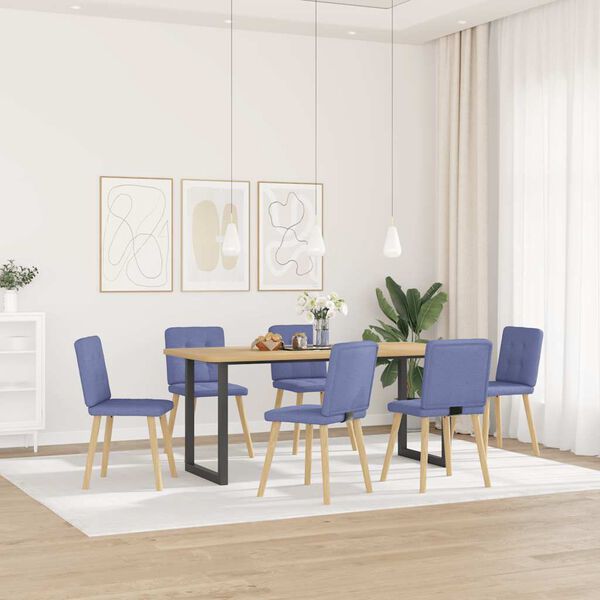 vidaXL Sedie da Pranzo 6 pz Blu Jeans in Tessuto