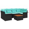 vidaXL Set Divano da Giardino 7 pcs Nero e Turchese polyrattan