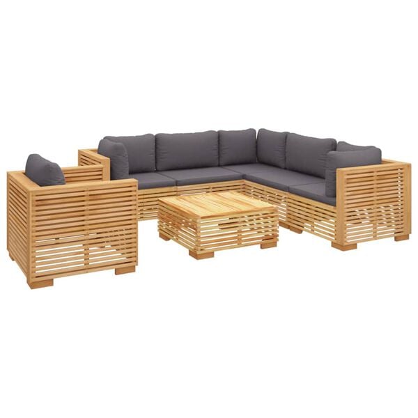 vidaXL Set Divani da Giardino 7 pz con Cuscini Legno Massello di Teak
