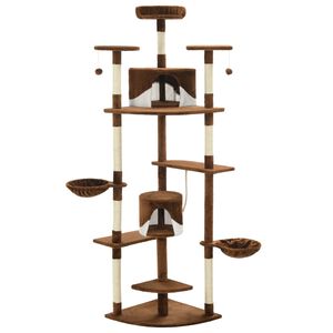 vidaXL Albero per Gatti e Tiragraffi in Sisal 203 cm Marrone e Bianco