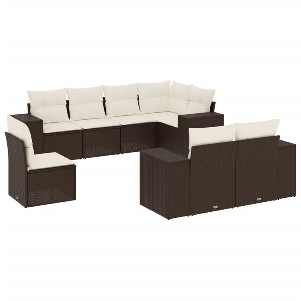 vidaXL Set Divani da Giardino 8 pz con Cuscini Marrone in Polyrattan