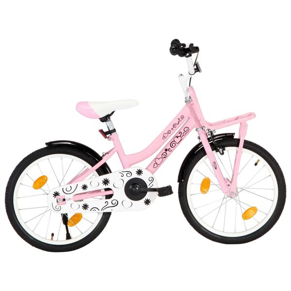 vidaXL Bici per Bambini con Trasportino Frontale 18'' Rosa e Nera