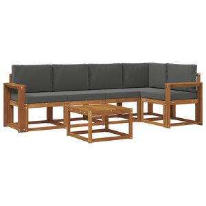 vidaXL Set di divani da esterno con cuscino 6 pcs Naturale e Antracite