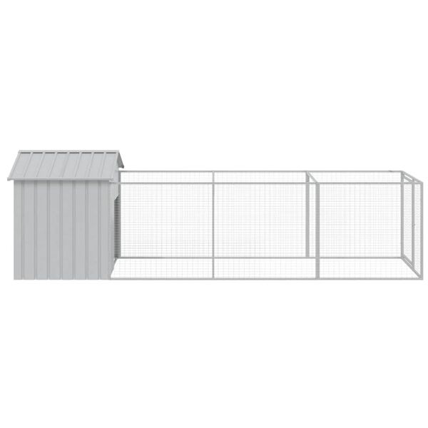 vidaXL Casetta Cani Tetto Grigio Chiaro 117x405x123 cm Acciaio Zincato